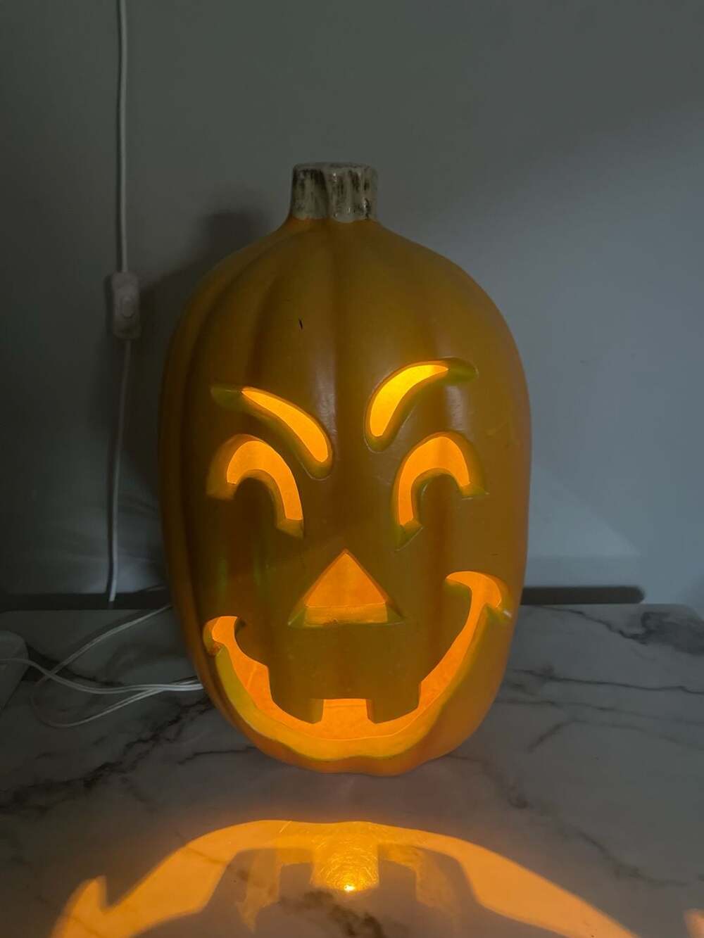 Vintage Plastic Molded Halloween Jack O Lantern Pumpkin Light Up Casper 90s
